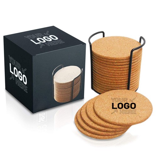 Cork Coasters with Holder