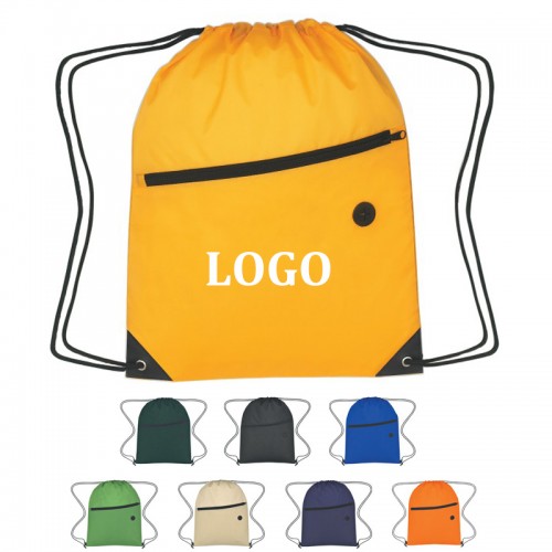 Drawstring Backpack With Front Zipper